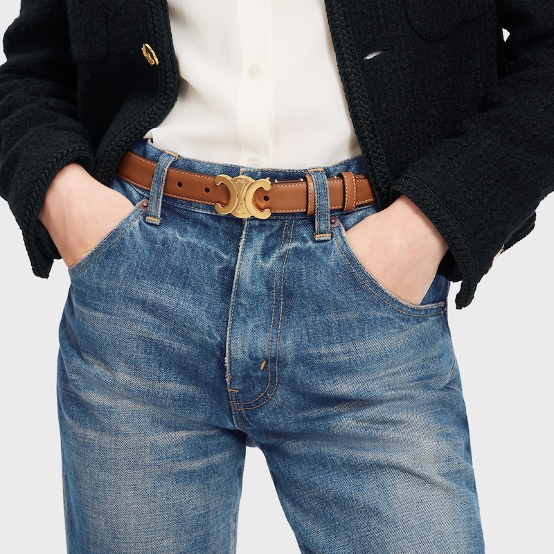 ceinture triomphe moyenne 25 mm en cuir de veau naturel