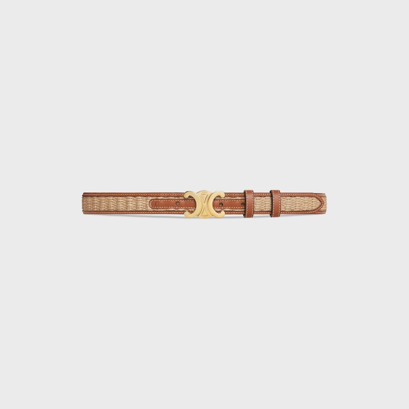 ceinture triomphe moyenne 25 mm en textile à effet raphia et cuir de veau