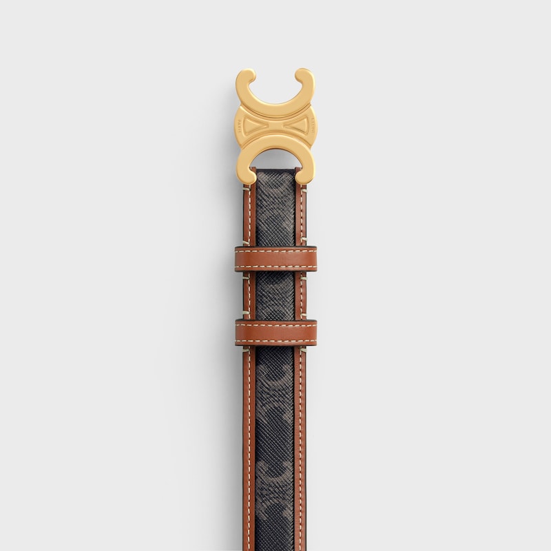 ceinture triomphe moyenne 25 mm en toile triomphe et cuir de veau