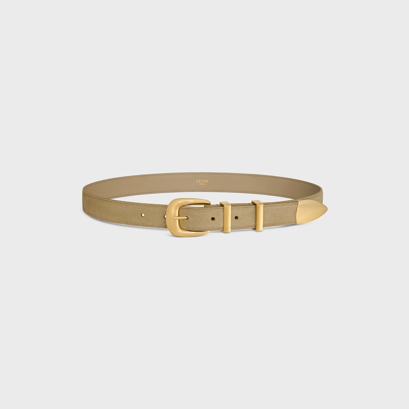 ceinture western moyenne 25 mm en cuir de veau suédé