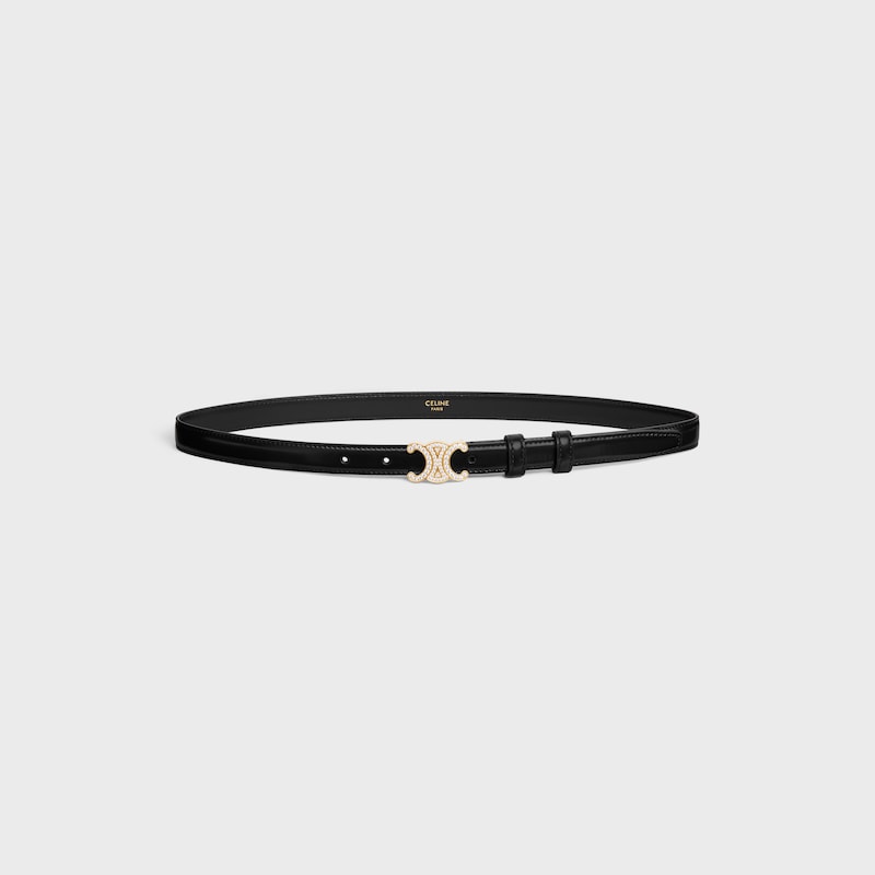 ceinture triomphe fine de 18 mm avec strass en cuir taurillon