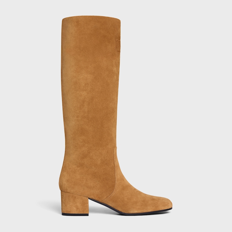 bottes celine triomphe hautes en daim de veau