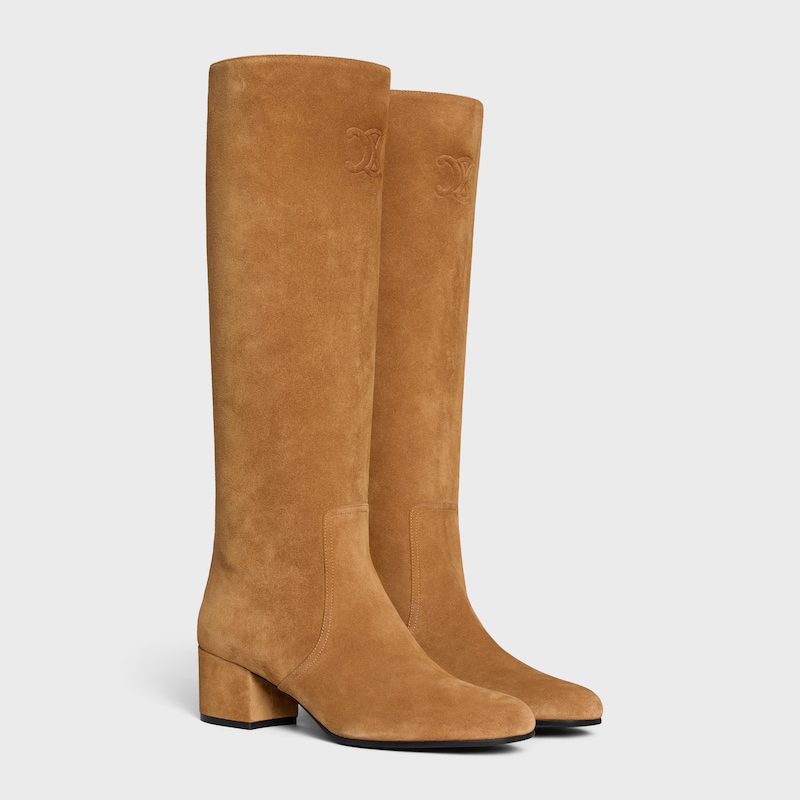 bottes celine triomphe hautes en daim de veau
