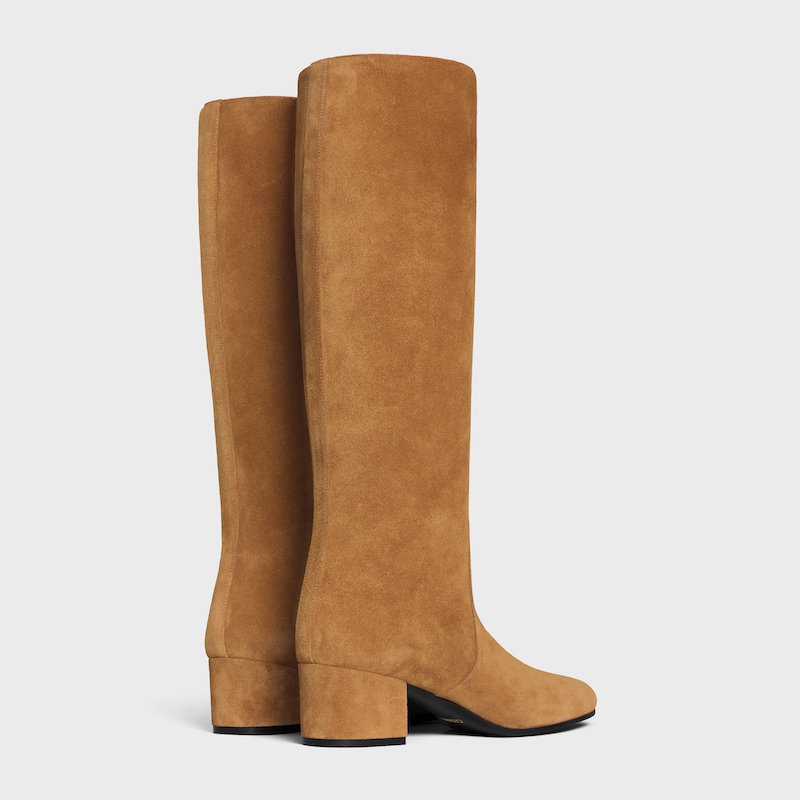 bottes celine triomphe hautes en daim de veau