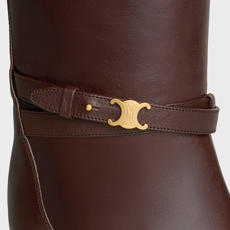 bottes hautes à brides triomphe en cuir de veau celine garance