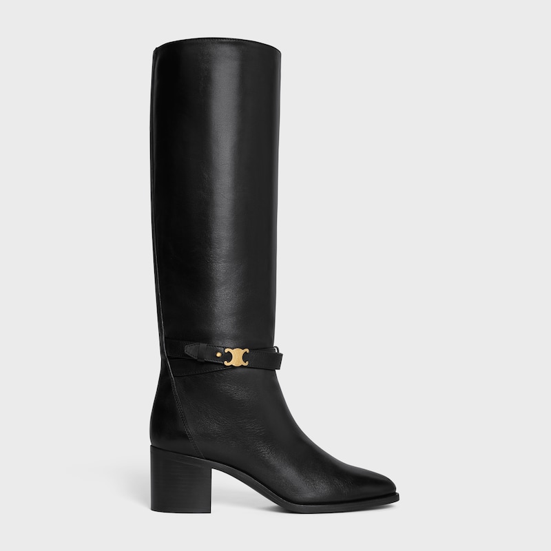 bottes hautes à brides triomphe en cuir de veau celine garance