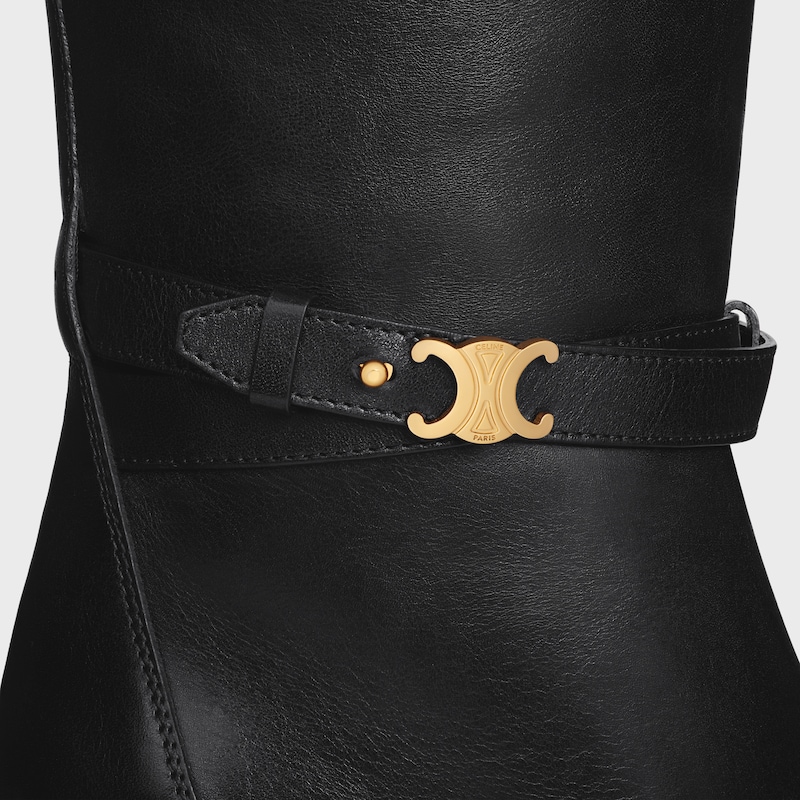 bottes hautes à brides triomphe en cuir de veau celine garance