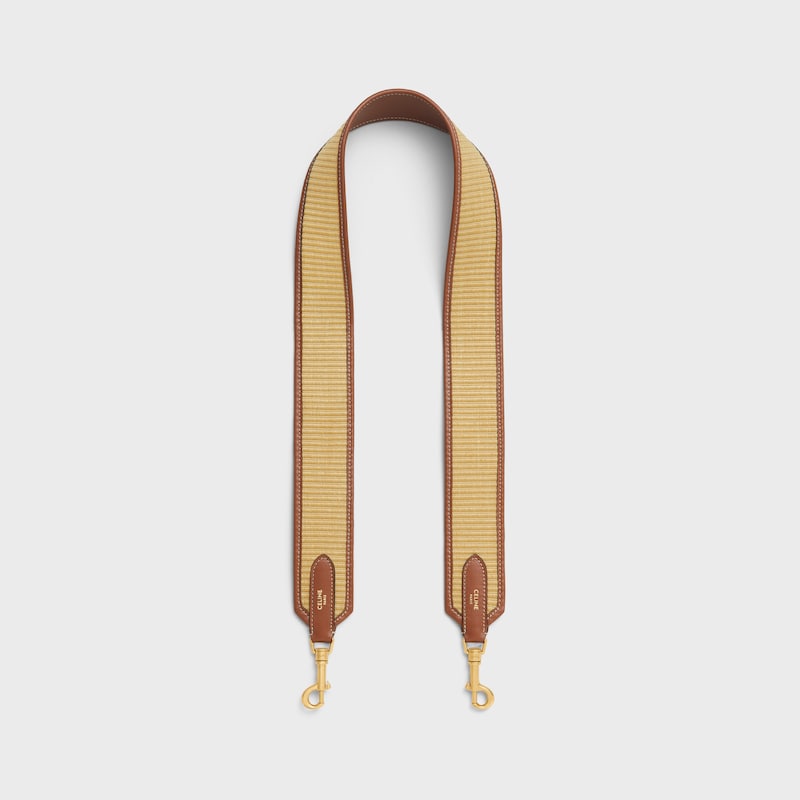bracelet en textile effet raphia et cuir de veau avec finitions dorÉes