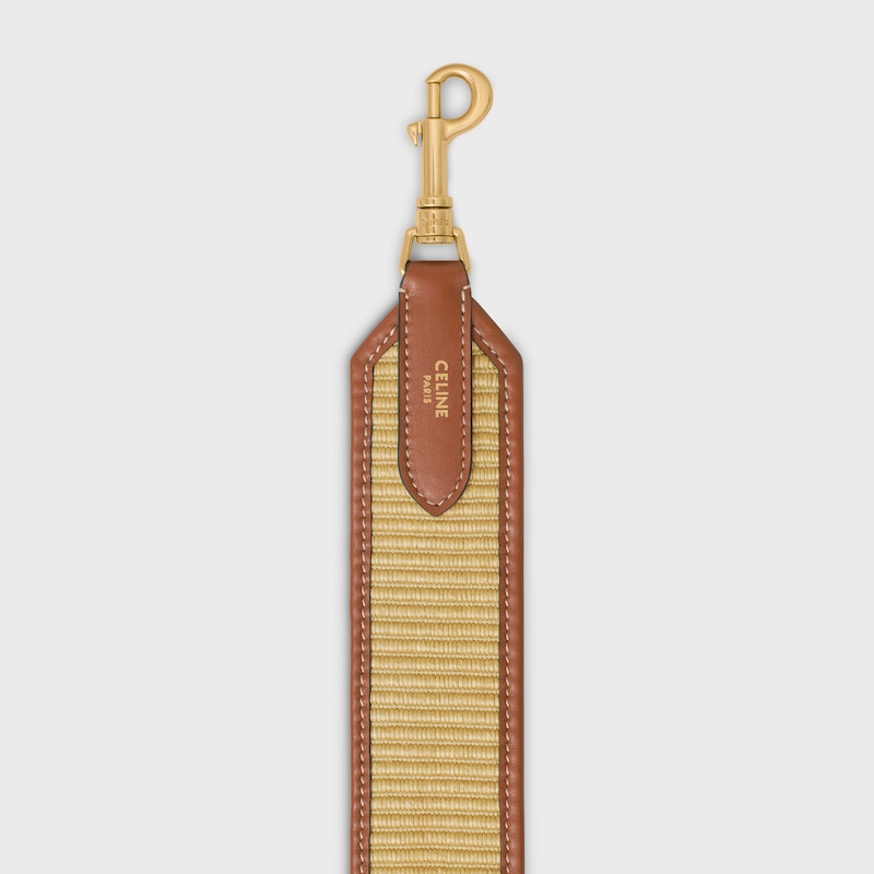 bracelet en textile effet raphia et cuir de veau avec finitions dorÉes