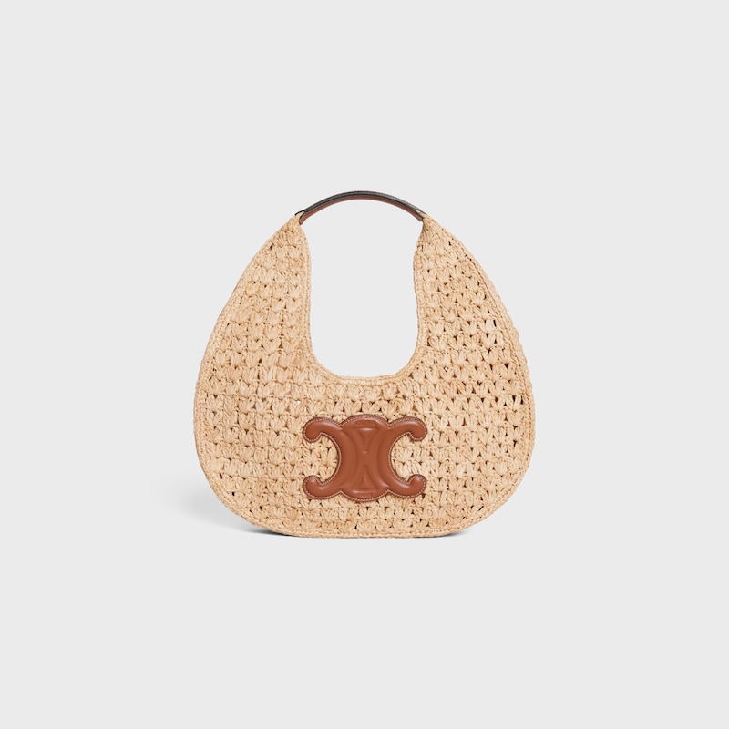 sac hobo classique céline en raphia et cuir de veau