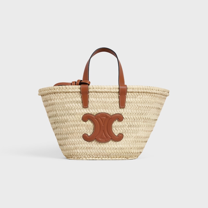 sac à main classique celine teen panier en feuilles de palmier et cuir de veau