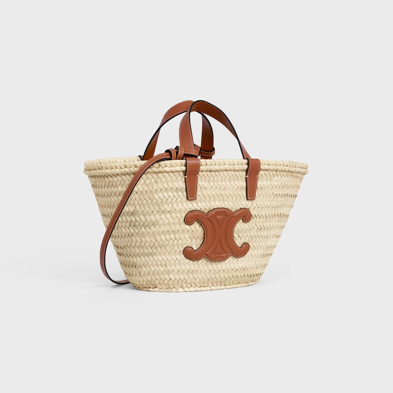 sac à main classique celine teen panier en feuilles de palmier et cuir de veau