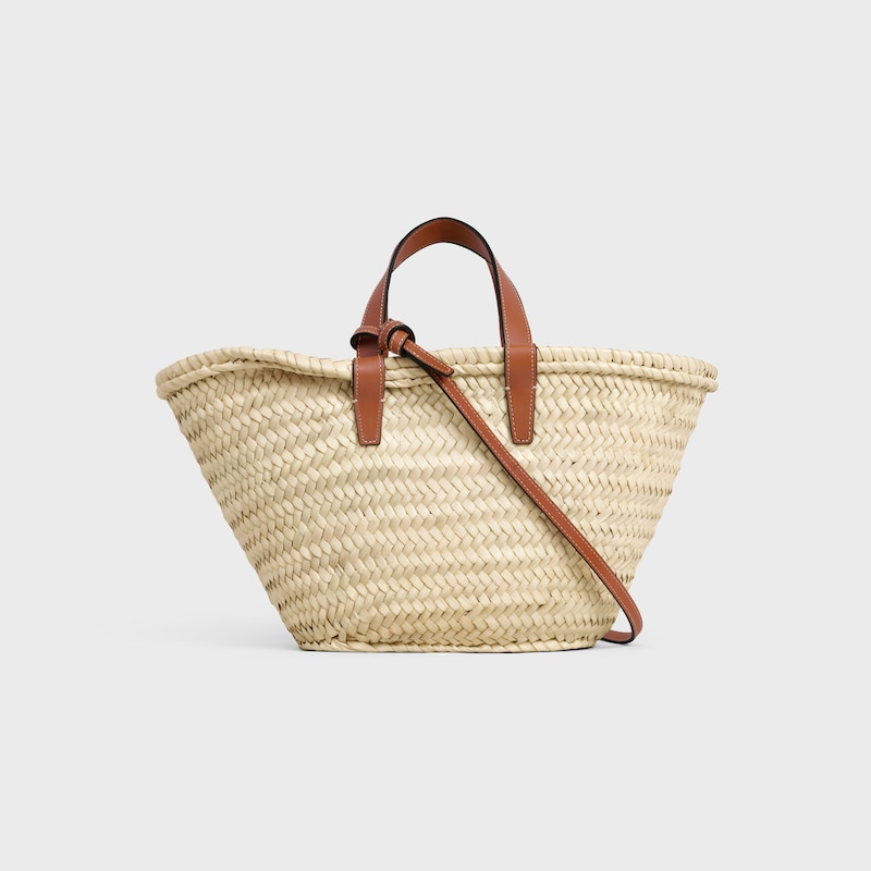 sac à main classique celine teen panier en feuilles de palmier et cuir de veau