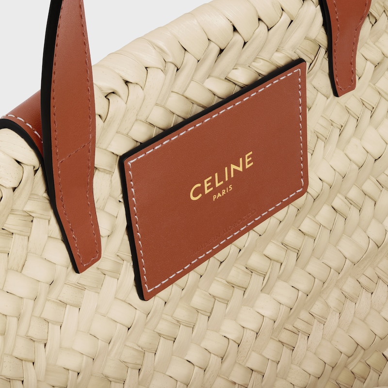 sac à main classique celine teen panier en feuilles de palmier et cuir de veau