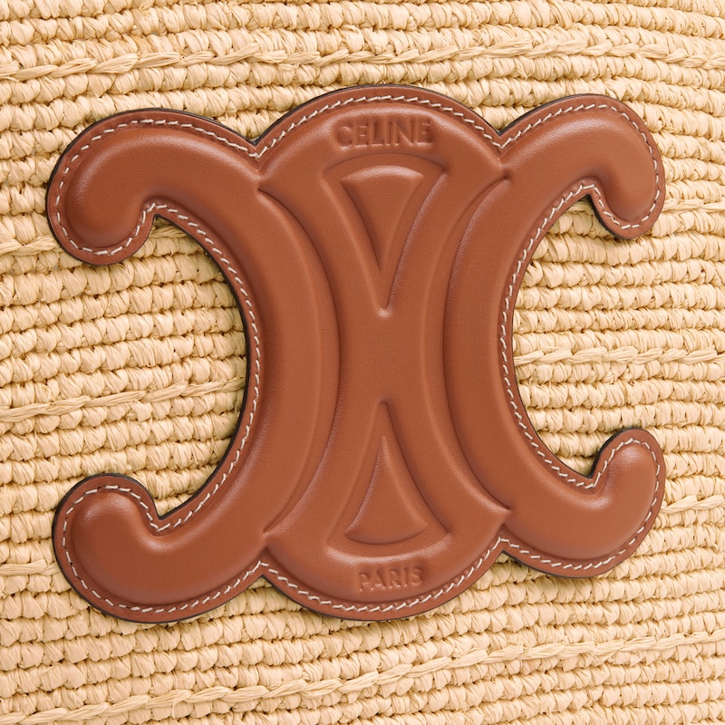 sac céline classic panier souple moyen en raphia et cuir de veau