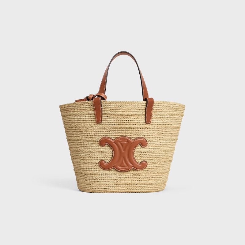 sac à main celine classic panier souple pour adolescentes en raphia et cuir de veau