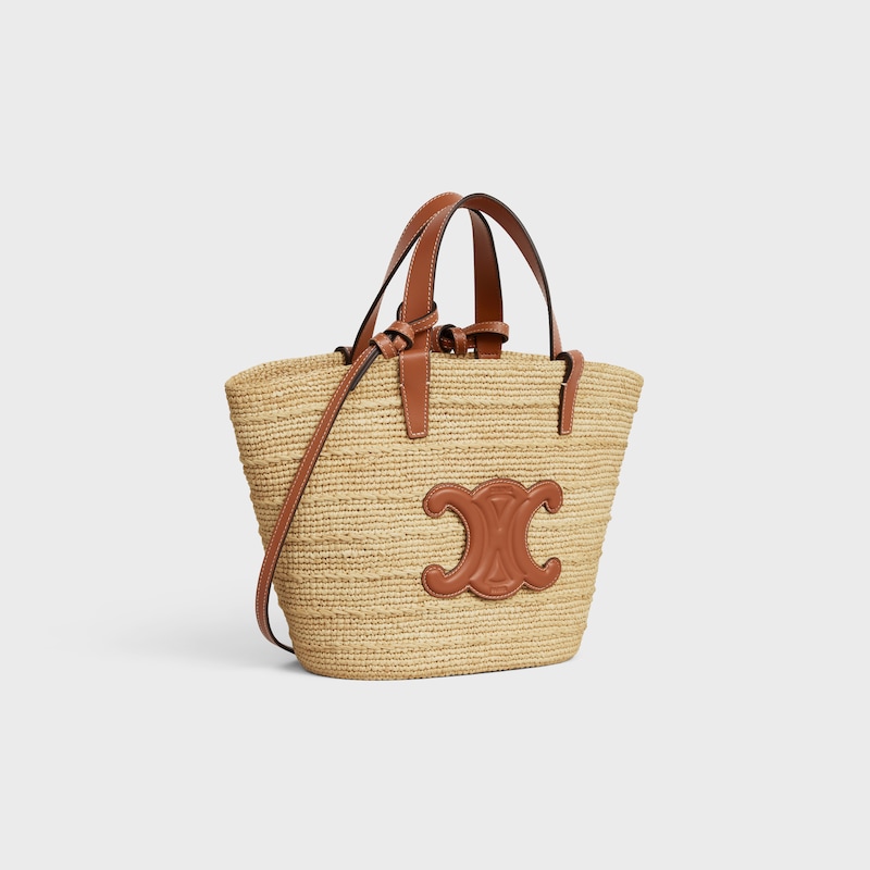 sac à main celine classic panier souple pour adolescentes en raphia et cuir de veau