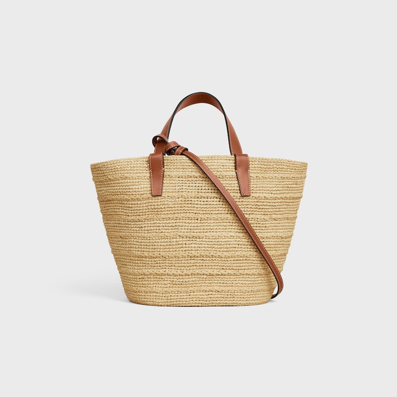 sac à main celine classic panier souple pour adolescentes en raphia et cuir de veau
