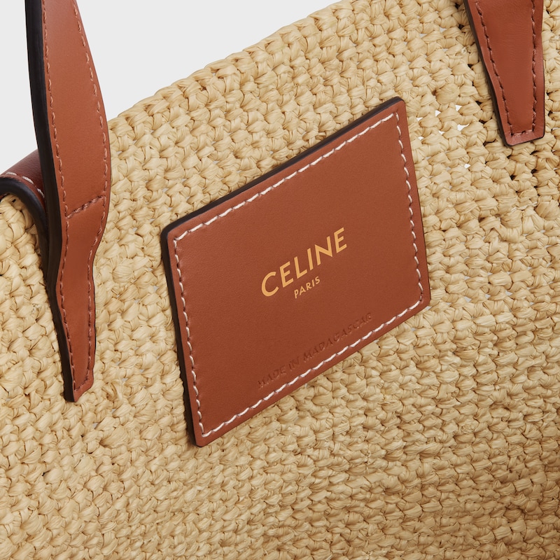 sac à main celine classic panier souple pour adolescentes en raphia et cuir de veau