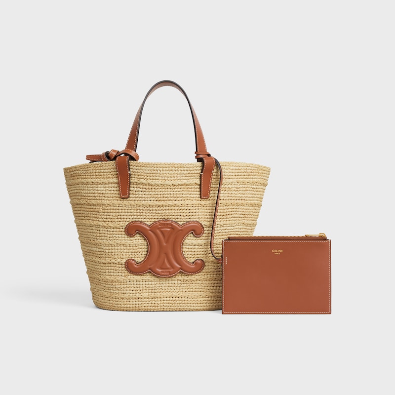 sac à main celine classic panier souple pour adolescentes en raphia et cuir de veau