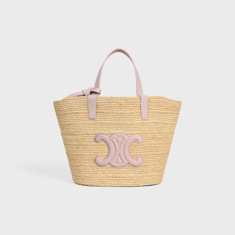 sac à main celine classic panier souple pour adolescentes en raphia et cuir de veau
