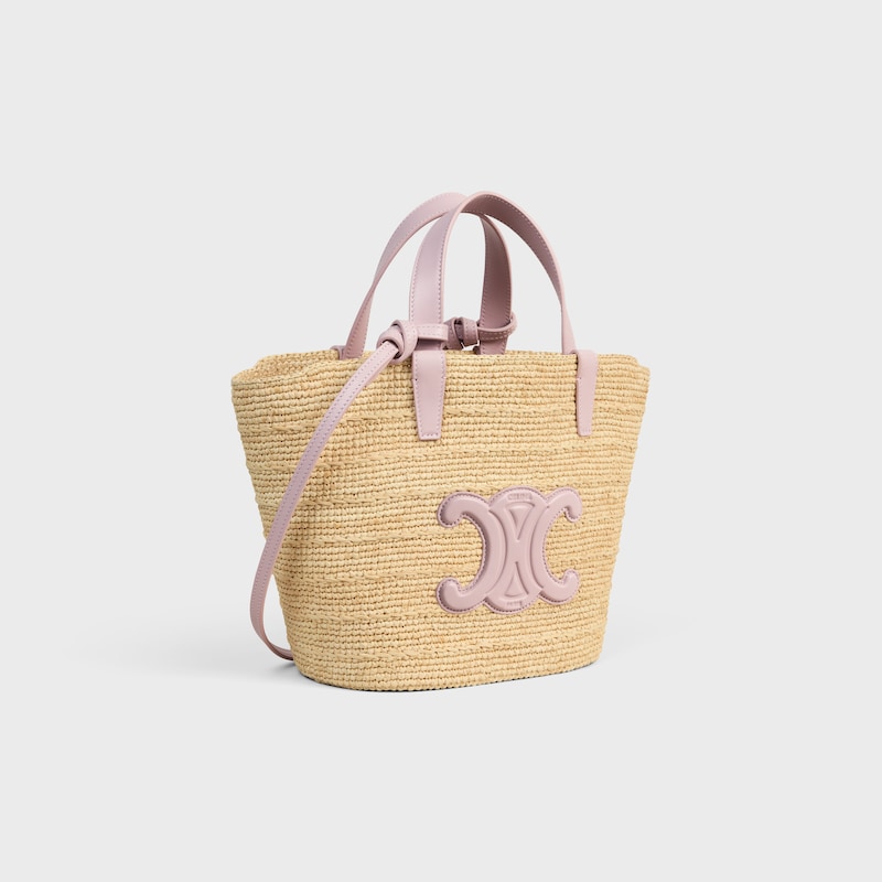 sac à main celine classic panier souple pour adolescentes en raphia et cuir de veau