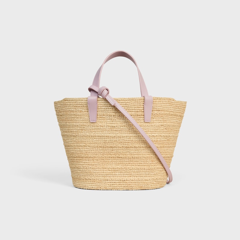 sac à main celine classic panier souple pour adolescentes en raphia et cuir de veau