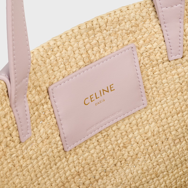 sac à main celine classic panier souple pour adolescentes en raphia et cuir de veau