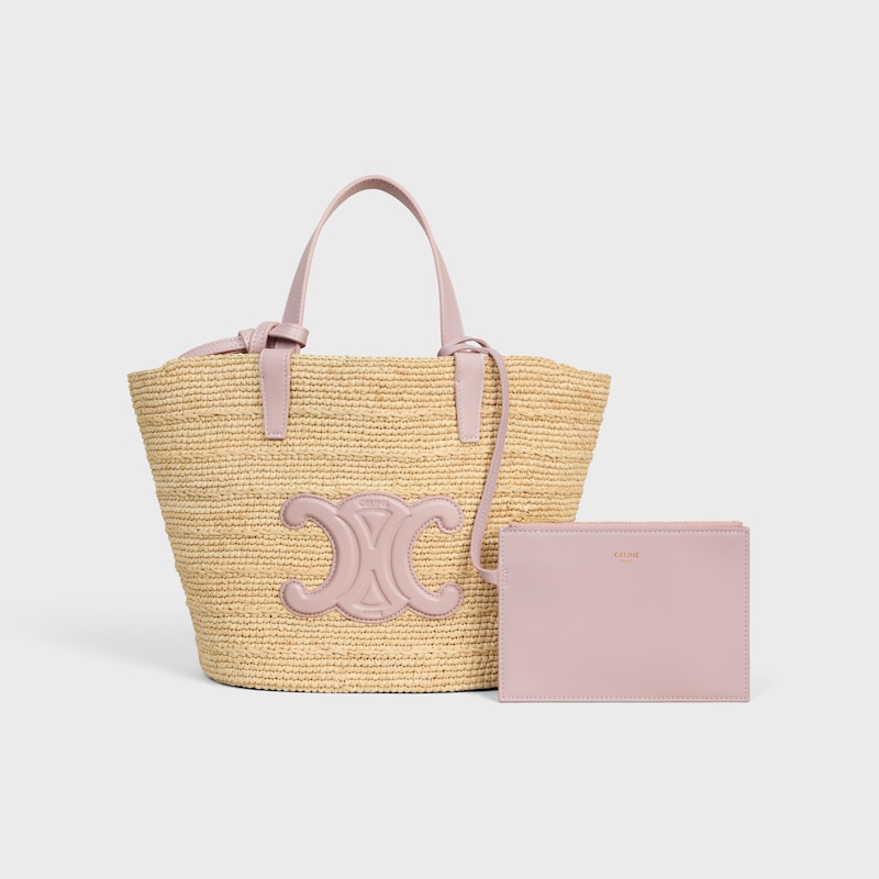 sac à main celine classic panier souple pour adolescentes en raphia et cuir de veau