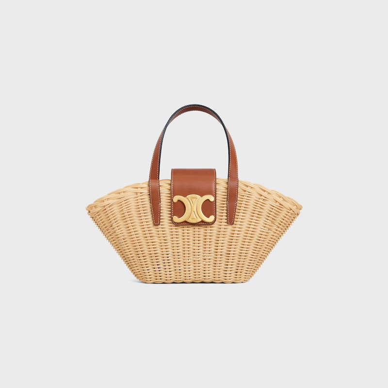 pouf pour ados en osier et peau de veau naturelle