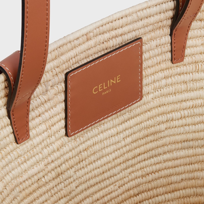 celine classic panier petit triomphe tressÉ en rafia et cuir de veau