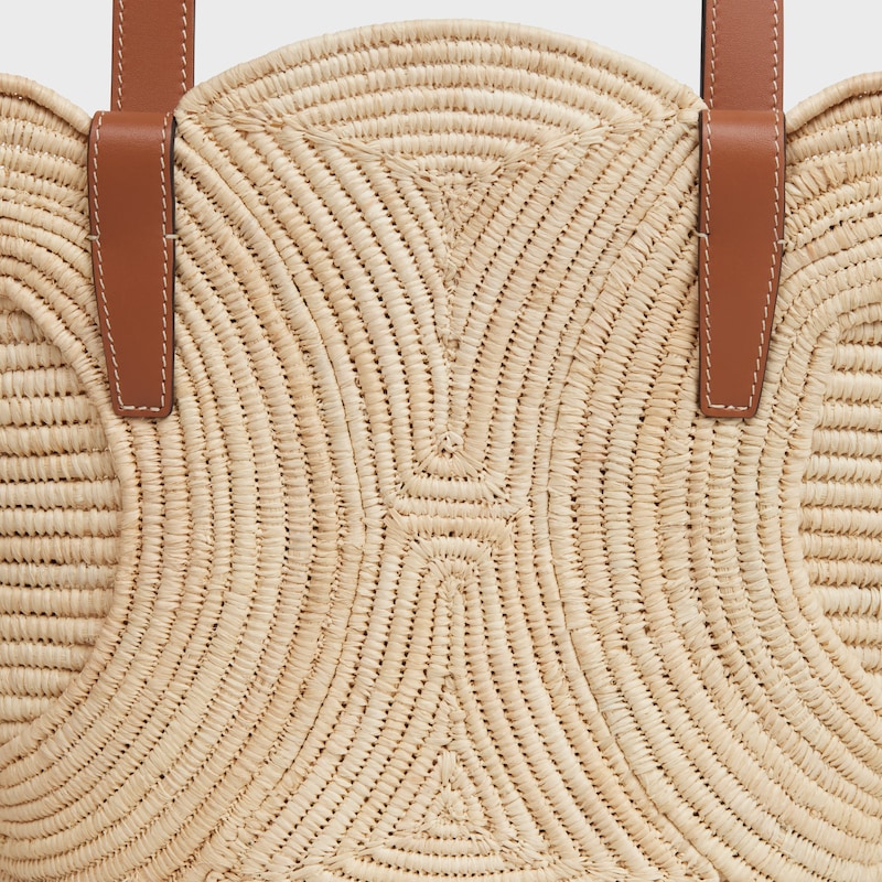 celine classic panier petit triomphe tressÉ en rafia et cuir de veau