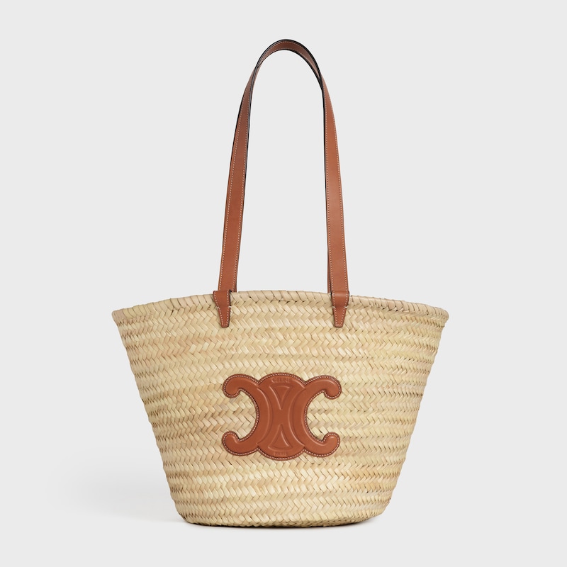 sac céline classic panier moyen en feuilles de palmier et cuir de veau