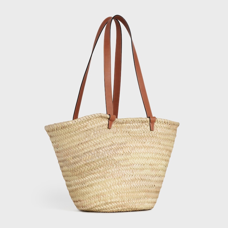 sac céline classic panier moyen en feuilles de palmier et cuir de veau