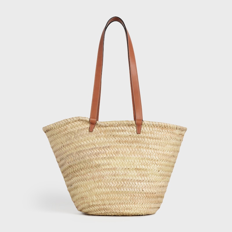 sac céline classic panier moyen en feuilles de palmier et cuir de veau