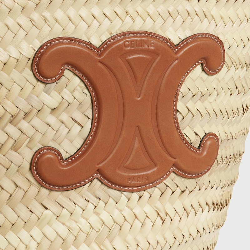 sac céline classic panier moyen en feuilles de palmier et cuir de veau