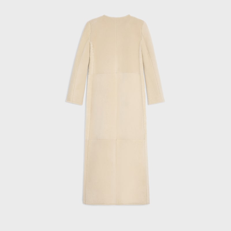long manteau en peau dagneau retournée