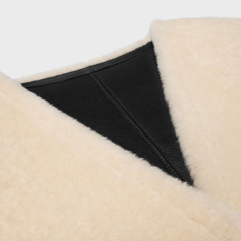 long manteau en peau dagneau retournée