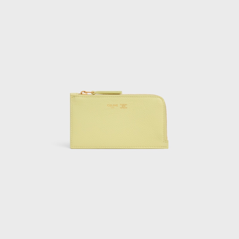 porte-cartes long À fermeture Éclair en cuir de veau souple grainÉ