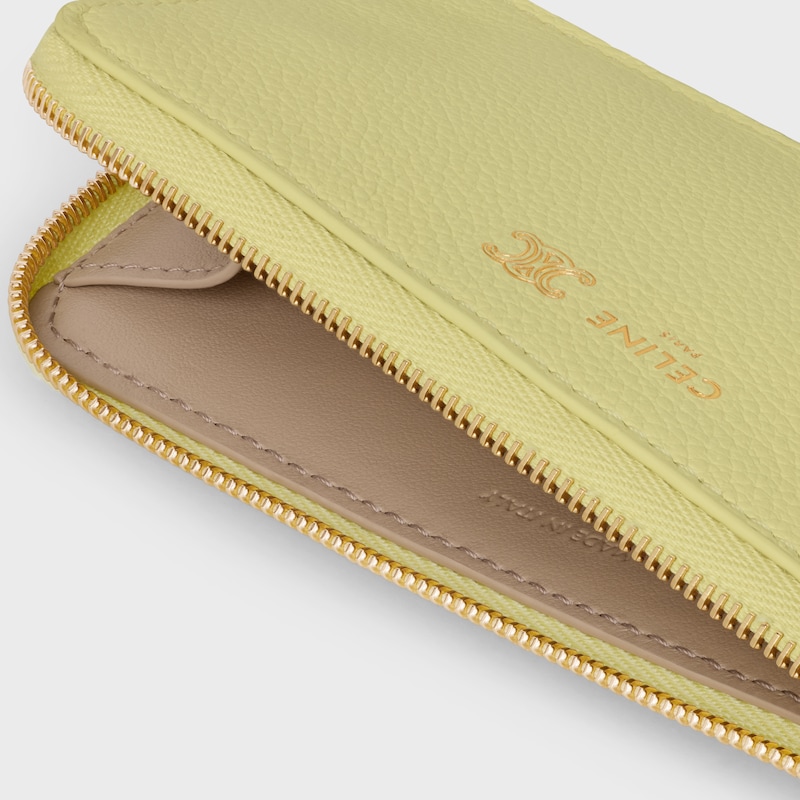 porte-cartes long À fermeture Éclair en cuir de veau souple grainÉ