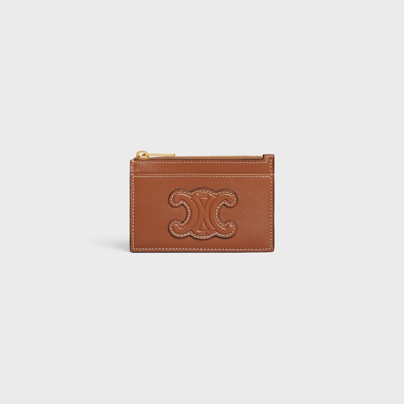 porte-cartes zippé cuir triomphe en agneau lisse