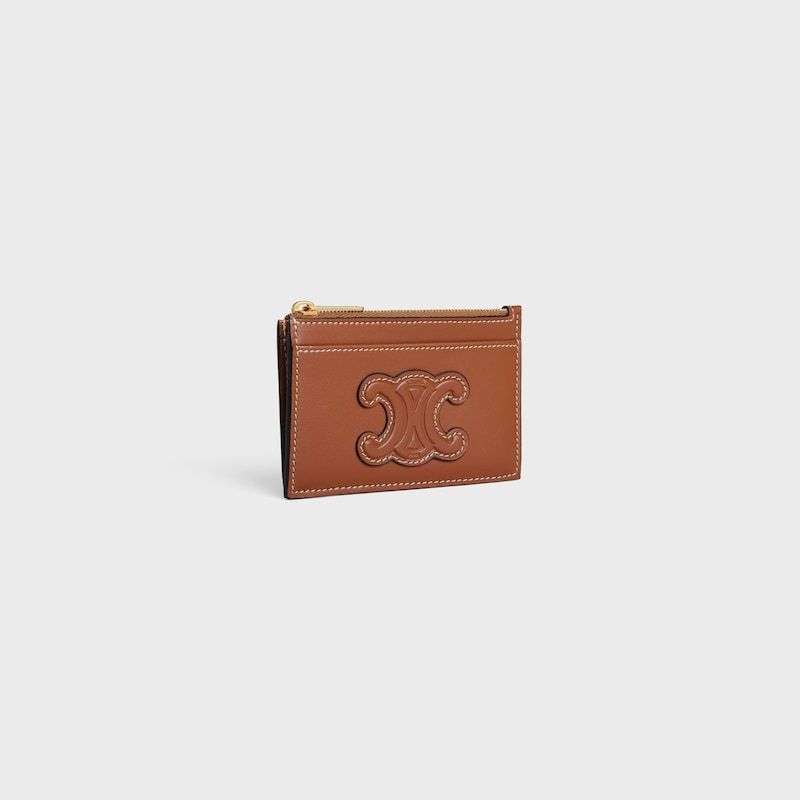 porte-cartes zippé cuir triomphe en agneau lisse