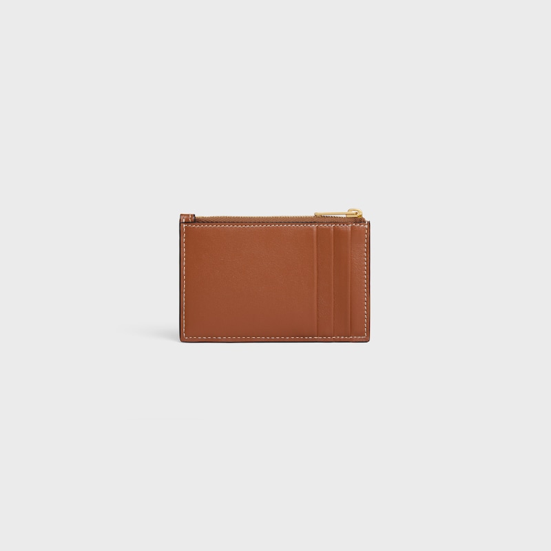 porte-cartes zippé cuir triomphe en agneau lisse