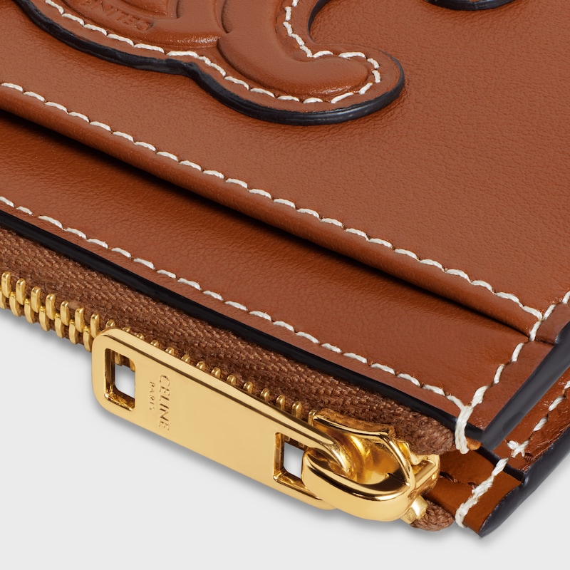 porte-cartes zippé cuir triomphe en agneau lisse