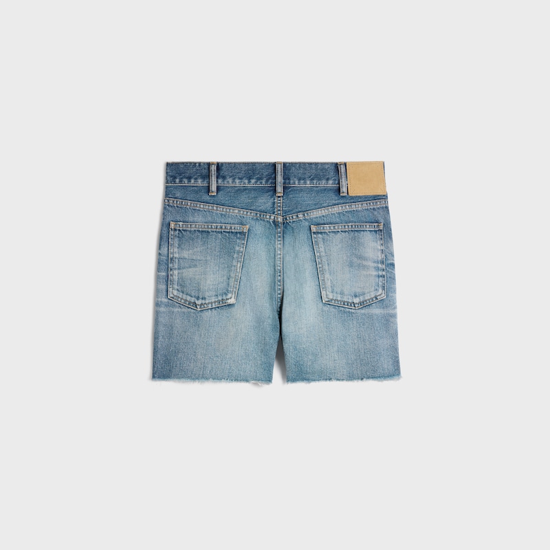 short de skate en denim délavé bleu électrique