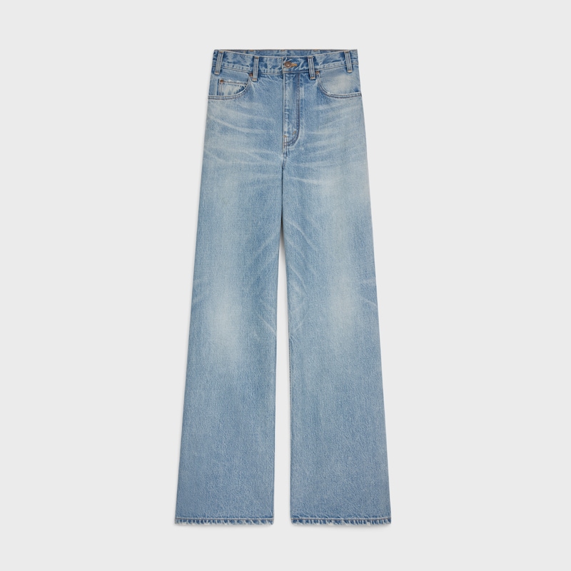jean de surf évasé en denim bleu acier délavé