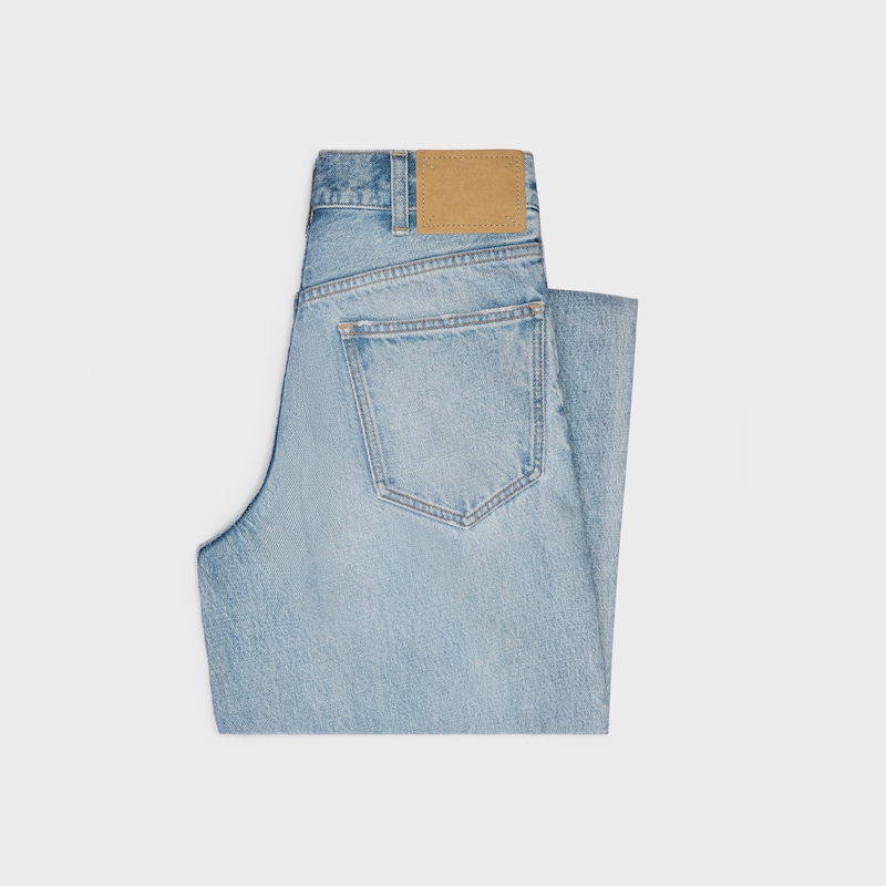 jean de surf évasé en denim bleu acier délavé