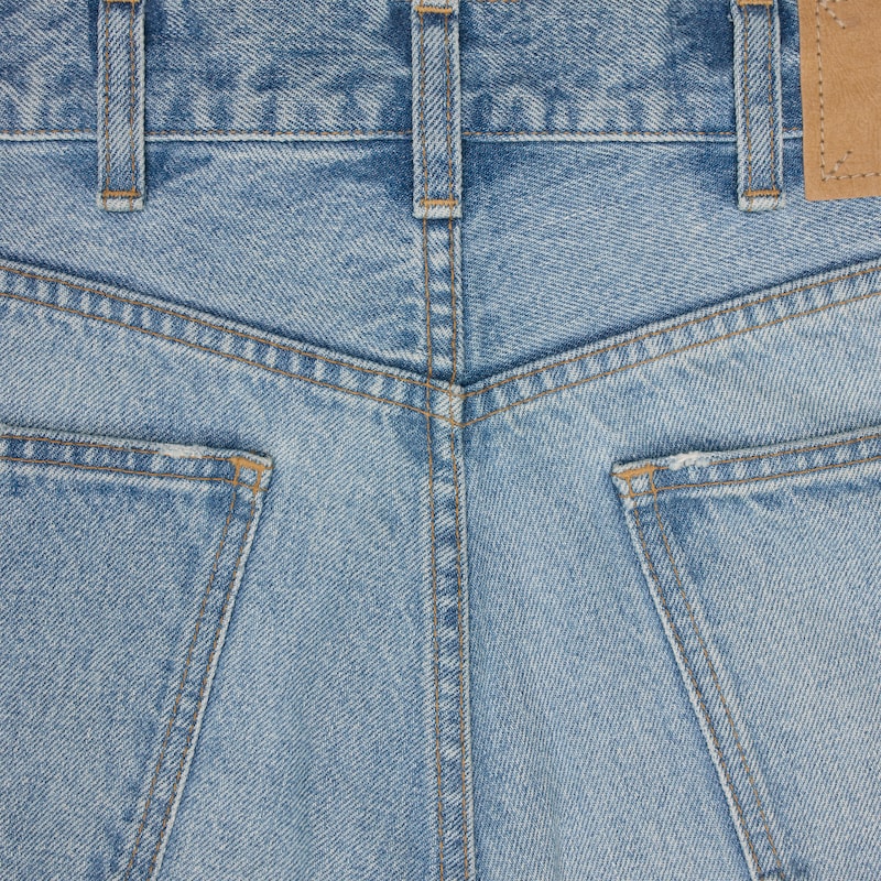 jean de surf évasé en denim bleu acier délavé