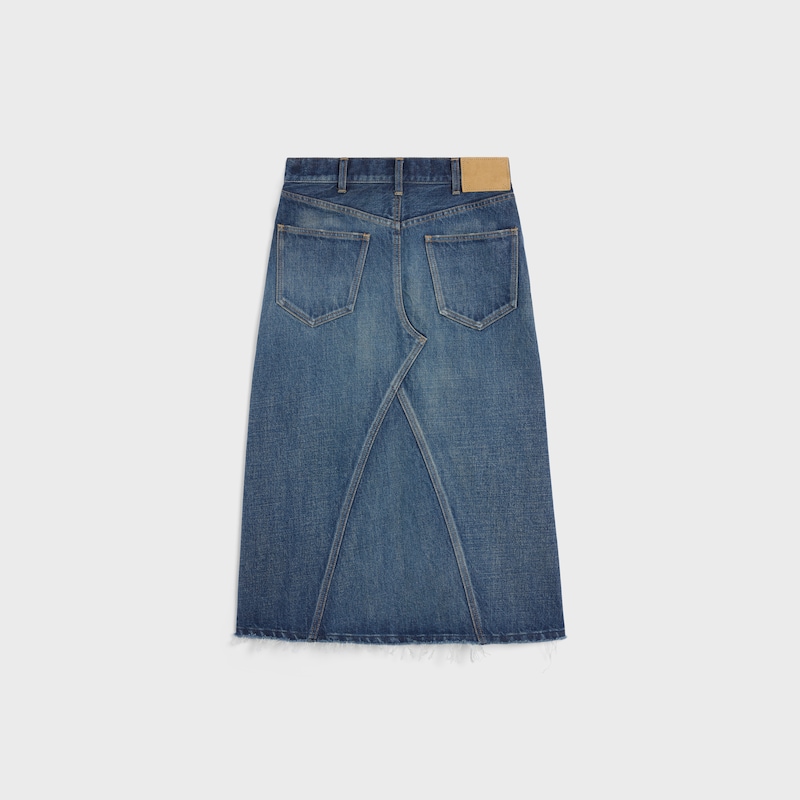 jupe midi en denim délavé foncé
