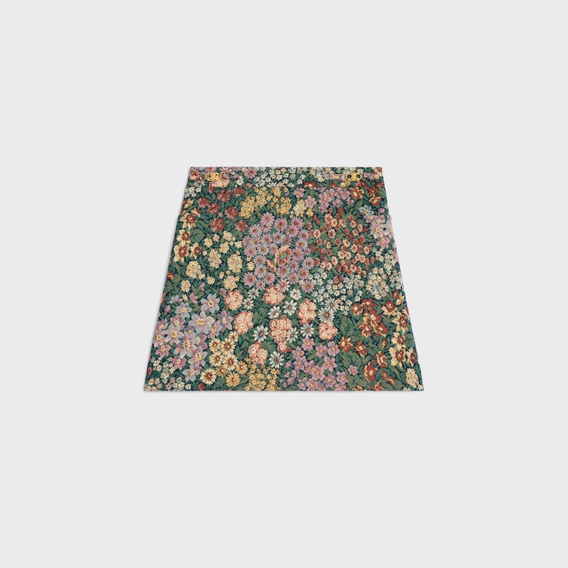 mini-jupe en jacquard de coton